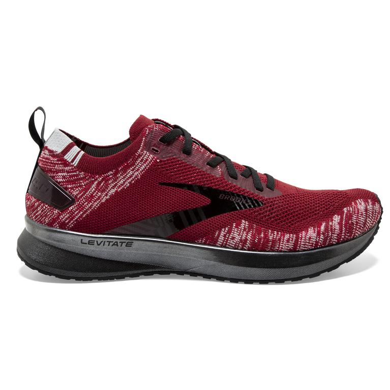 Brooks Levitate 4 Road Running Shoes - Men's - Red/Grey/Black (87619-BNVT)